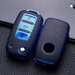 Etui cuir pour clé VW.bleu