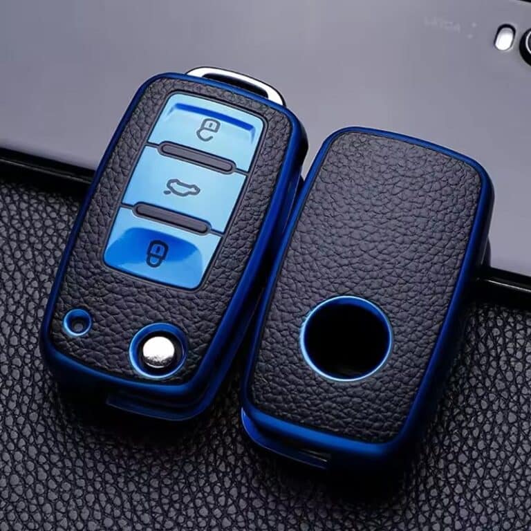 Etui cuir pour clé VW.bleu