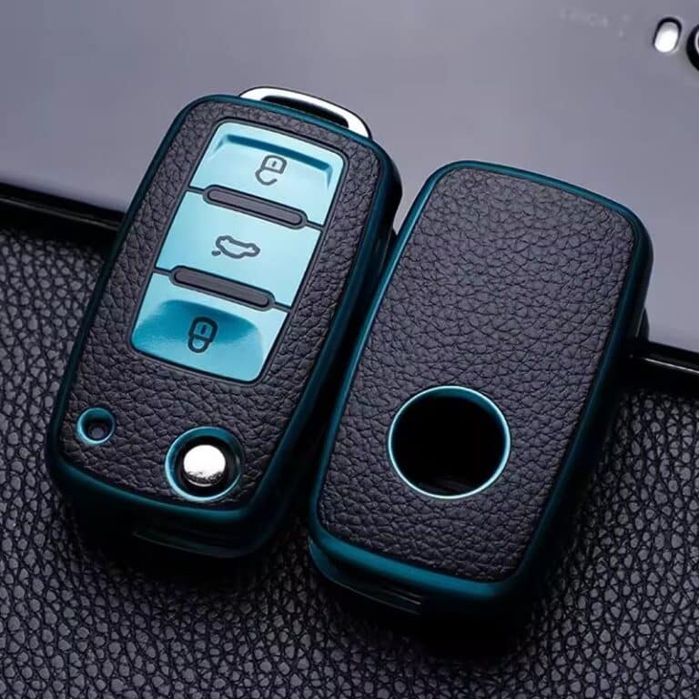 Etui cuir pour clé VW.Vert