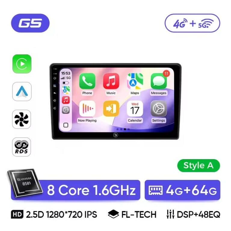 Autoradio Polo 4 CarPlay & Android Auto 2go 4go+64Go style A- G5.