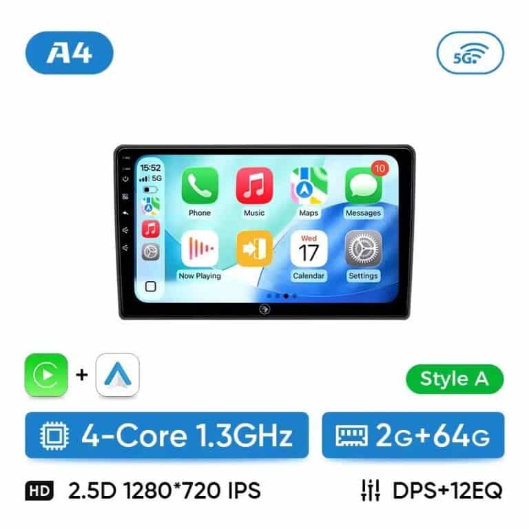 Autoradio Polo 4 CarPlay & Android Auto 2go +64Go style A