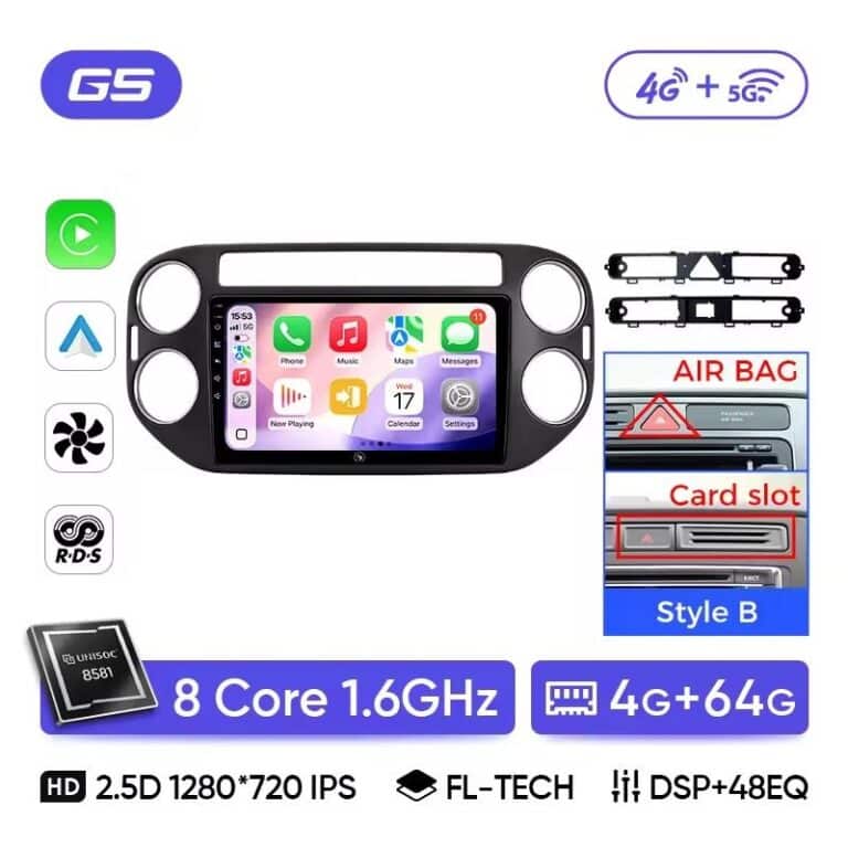 Autoradio pour Tiguan CarPlay & Android Auto Ago+64go Style B