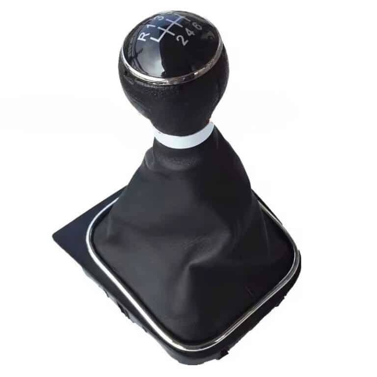 Pommeau de vitesse Golf 5 (6 vitesses) Pommeau noir coutures noires R (en haut à gauche)